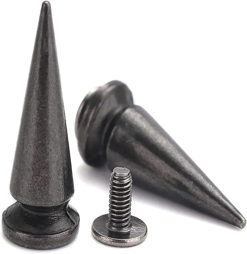 25 Sets Large Cone Spike Rivets Metallic Screwback Studs for Clothing Shoes Bags Leathercraft Belt Decoration (10x30mm) (Gunblack)