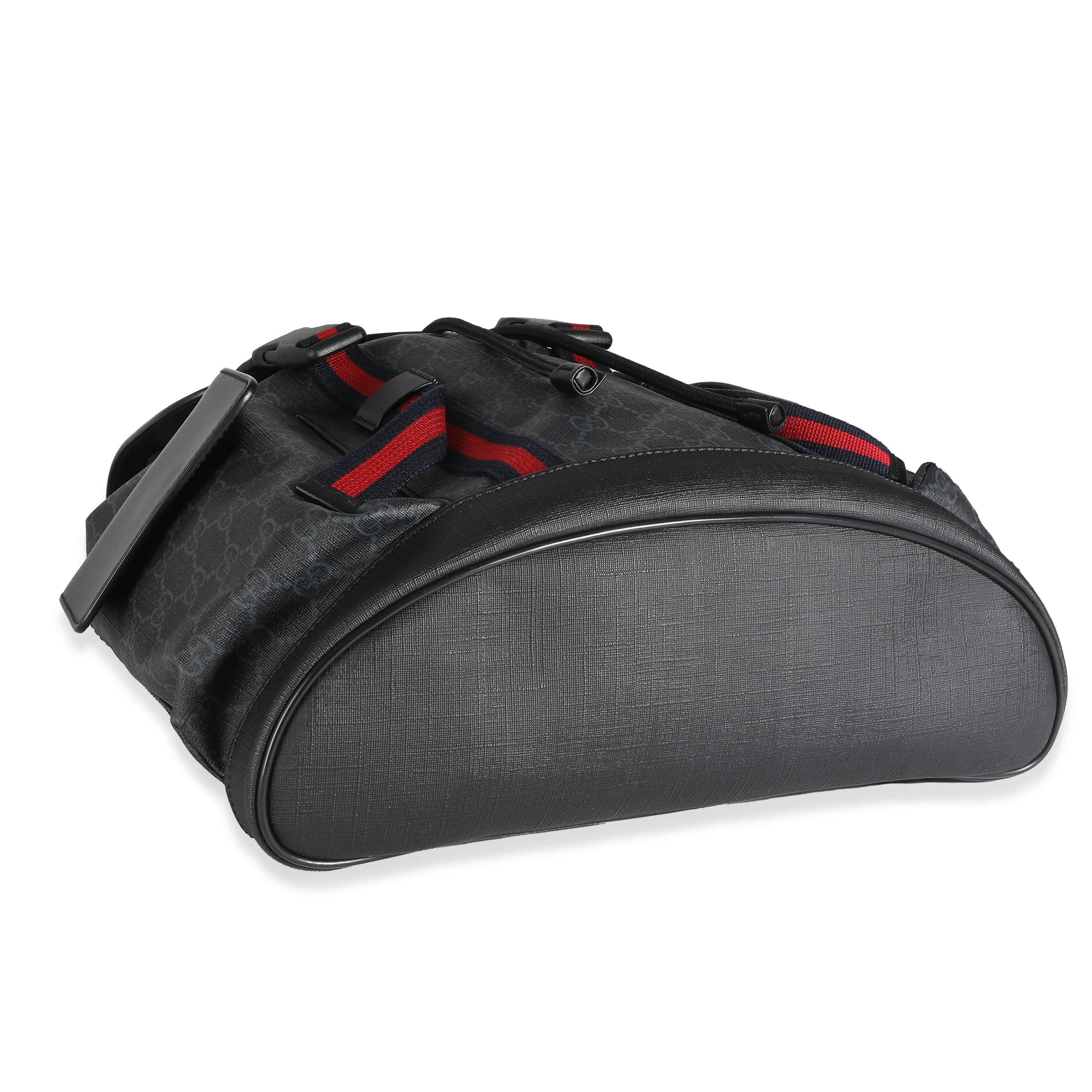 Black GG Supreme Canvas Double Buckle Backpack