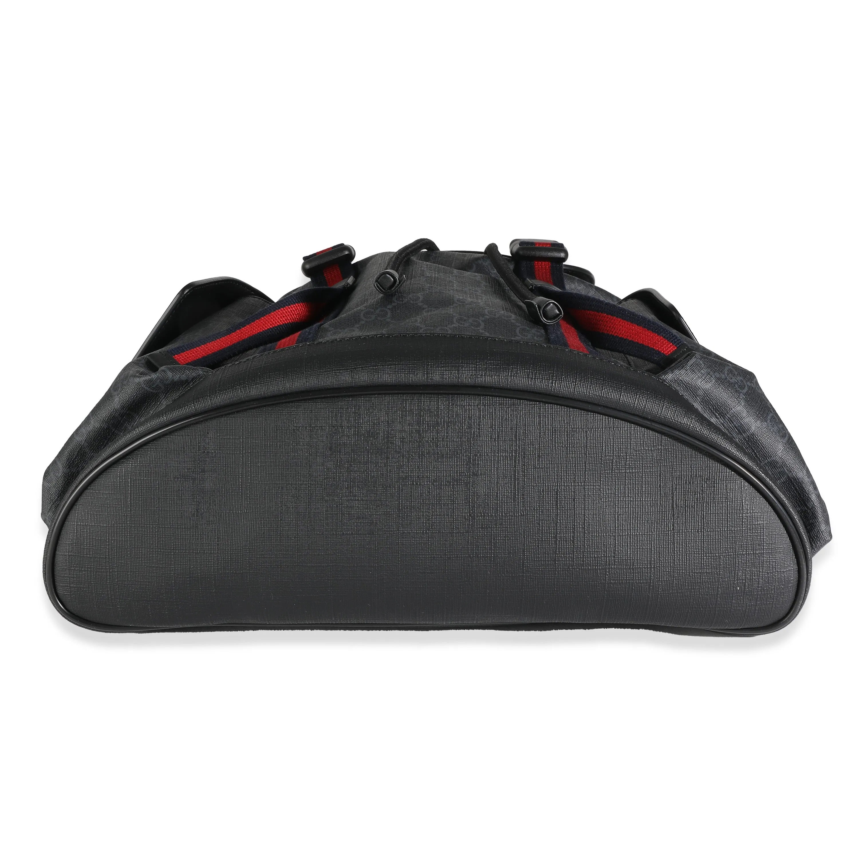 Black GG Supreme Canvas Double Buckle Backpack