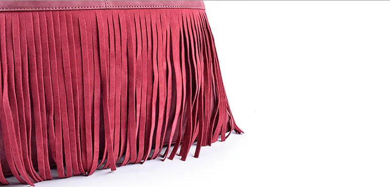 Boho Womens Fringe PU Leather Handbags Shoulder Purse for Women