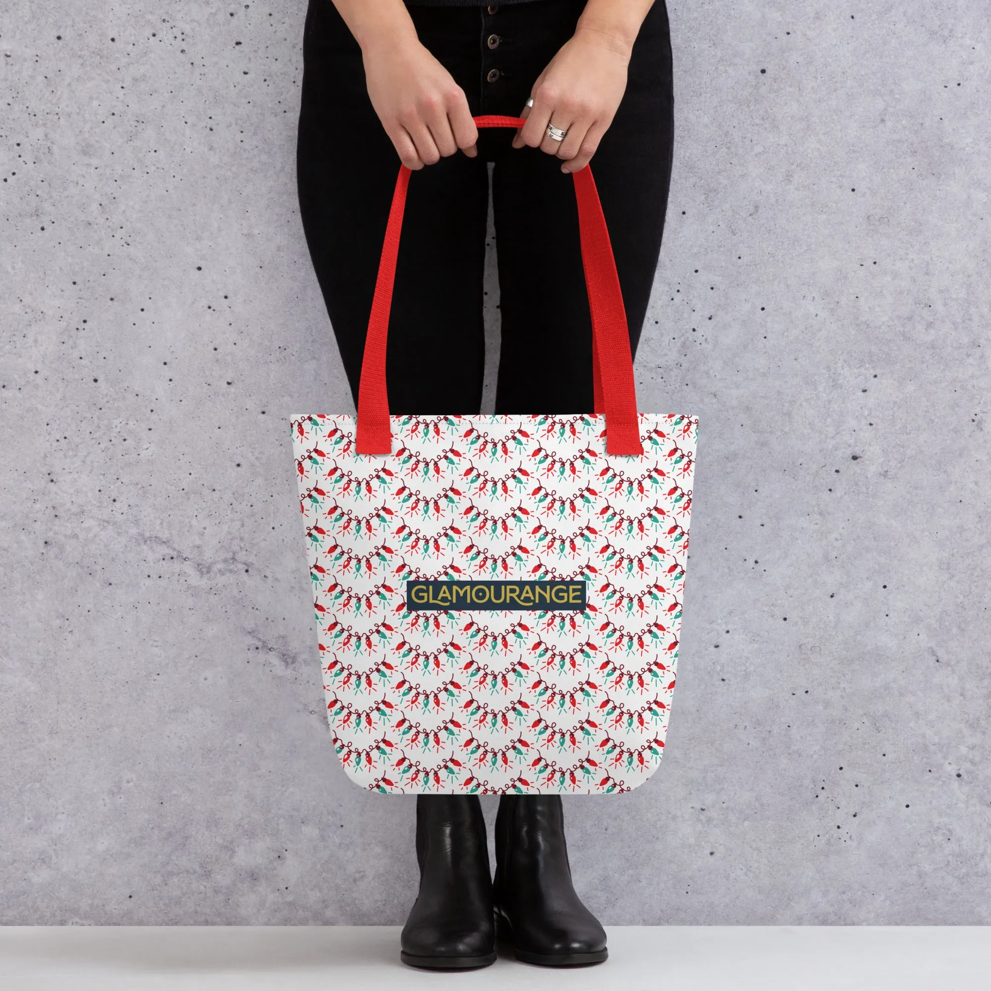 Christmas Tote Bag - Christmas Lights (Glamourange Festive Pattern Christmas Tote Bags)