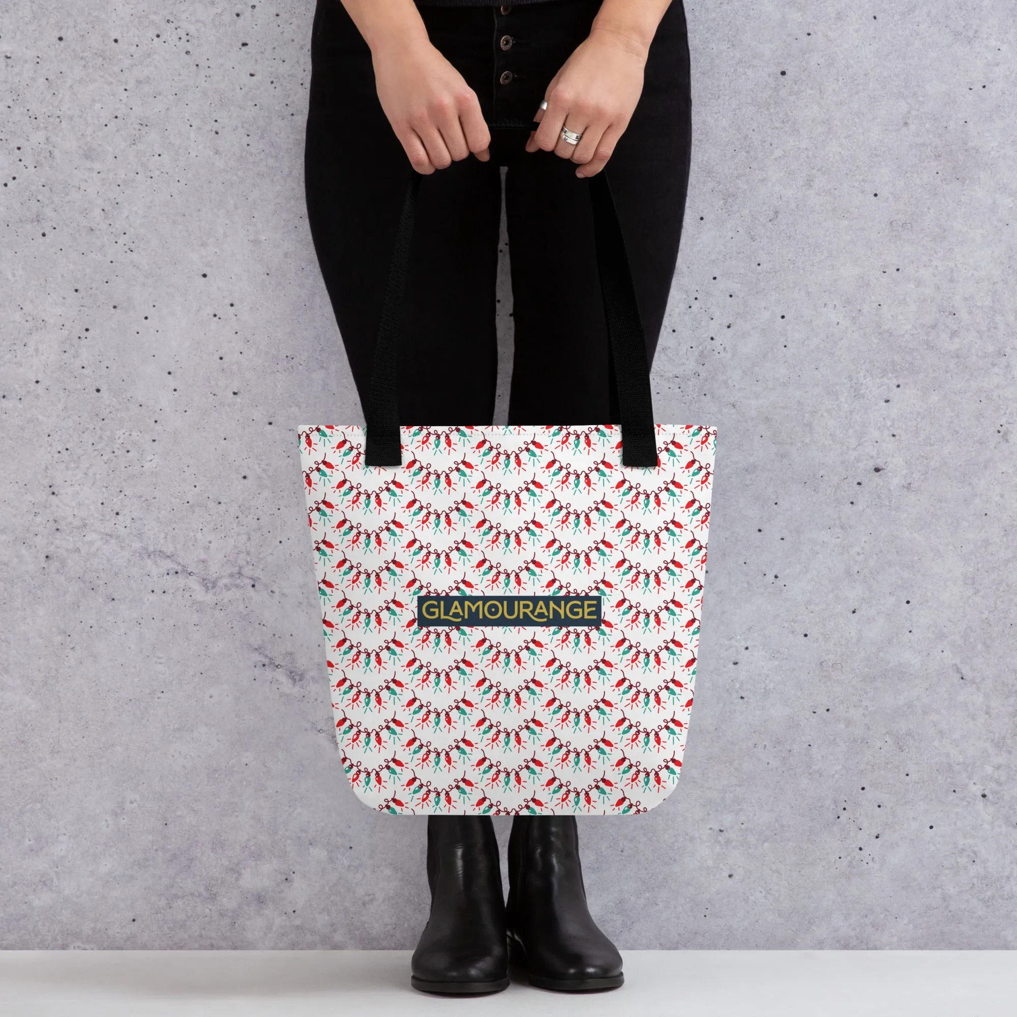 Christmas Tote Bag - Christmas Lights (Glamourange Festive Pattern Christmas Tote Bags)