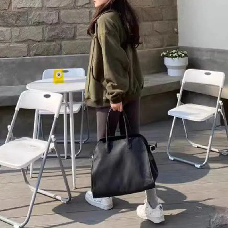 Classic Structured Top Handle Transport Tote Bag In Leather