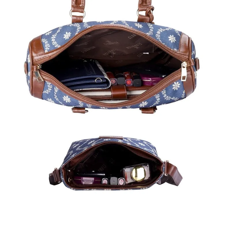 Combo: Decorative Handbag & Crossbody Sling Bag - Stylish Prints | 16L | Royal Blue