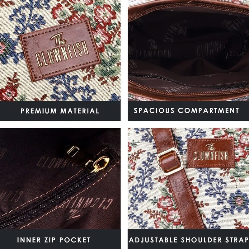 Combo: Linda Series Sling & Lorna Handbag - Durable Tapestry, Faux Leather | Versatile Storage | Pink-Floral