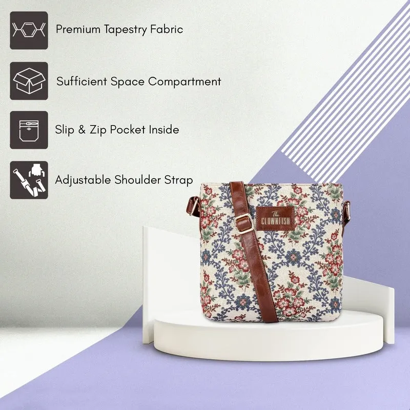 Combo: Linda Series Sling & Lorna Handbag - Durable Tapestry, Faux Leather | Versatile Storage | Pink-Floral