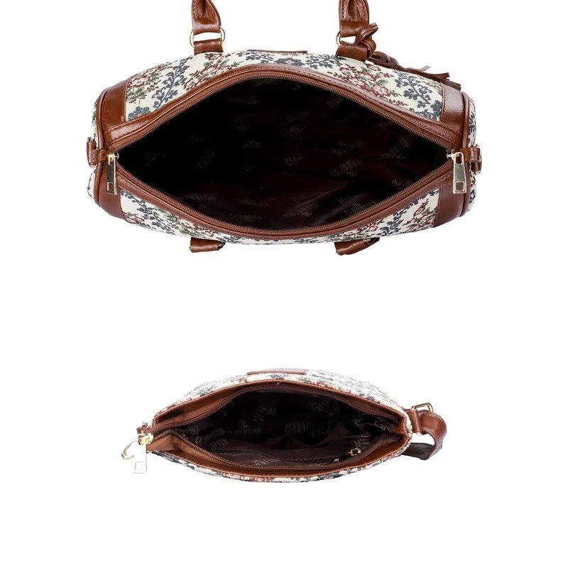 Combo: Linda Series Sling & Lorna Handbag - Durable Tapestry, Faux Leather | Versatile Storage | Pink-Floral