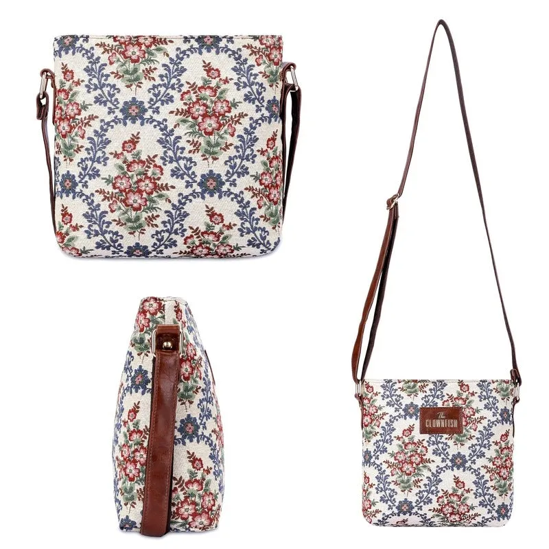 Combo: Linda Series Sling & Lorna Handbag - Durable Tapestry, Faux Leather | Versatile Storage | Pink-Floral