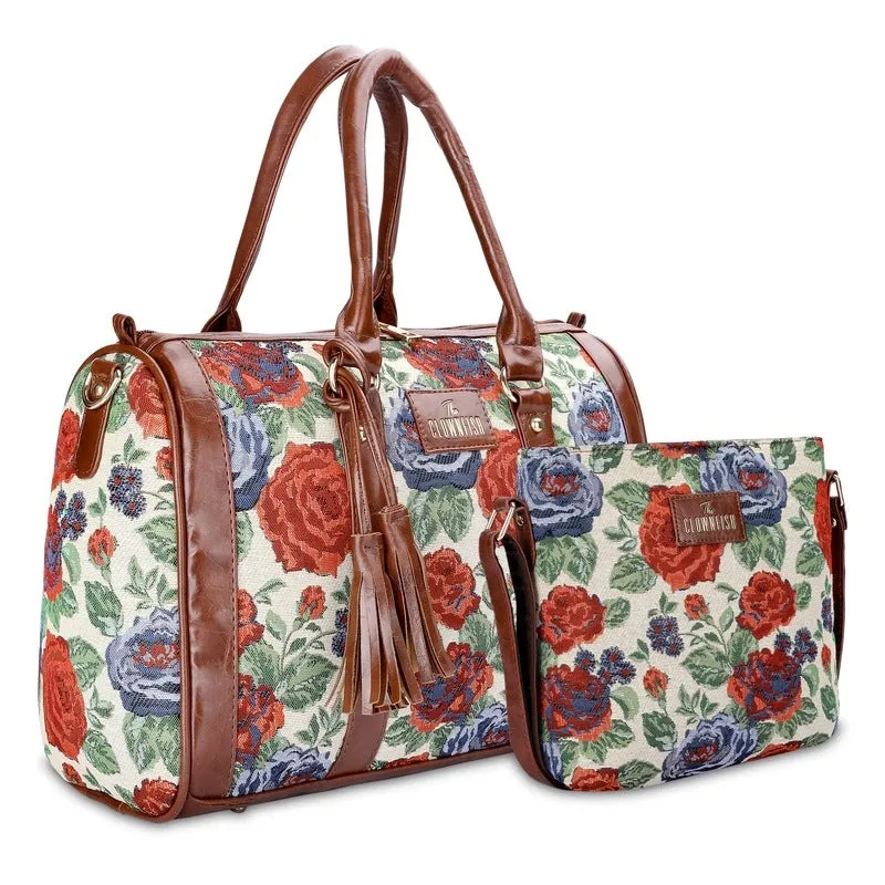 Combo: Linda Sling & Lorna Handbag for Women | Adjustable Strap | Floral Design | Red-Floral