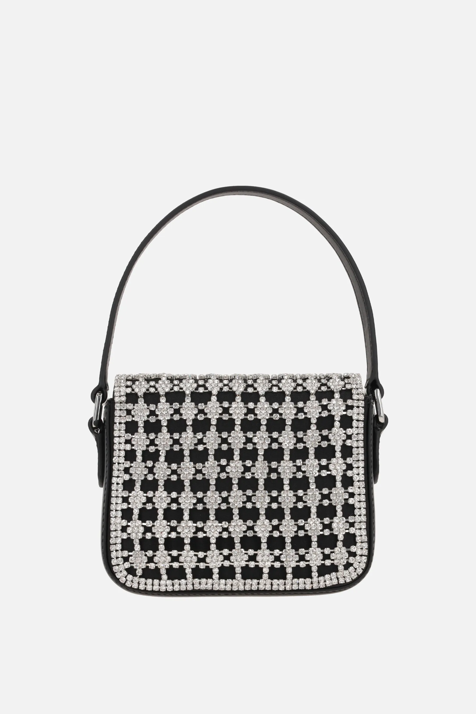 Crystal Mesh Leather Satin Handbag