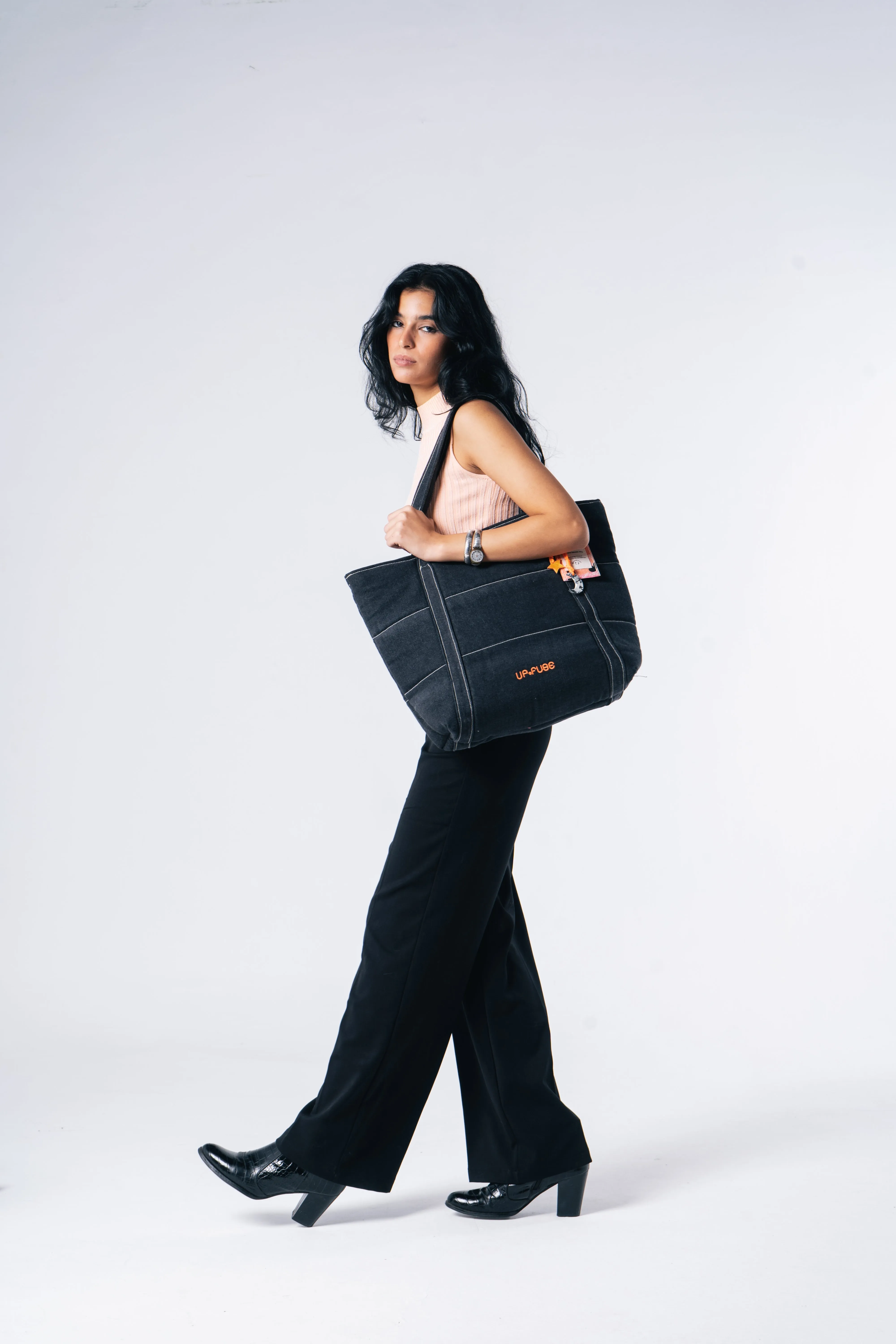 Denim Affair Tote Bag in Black
