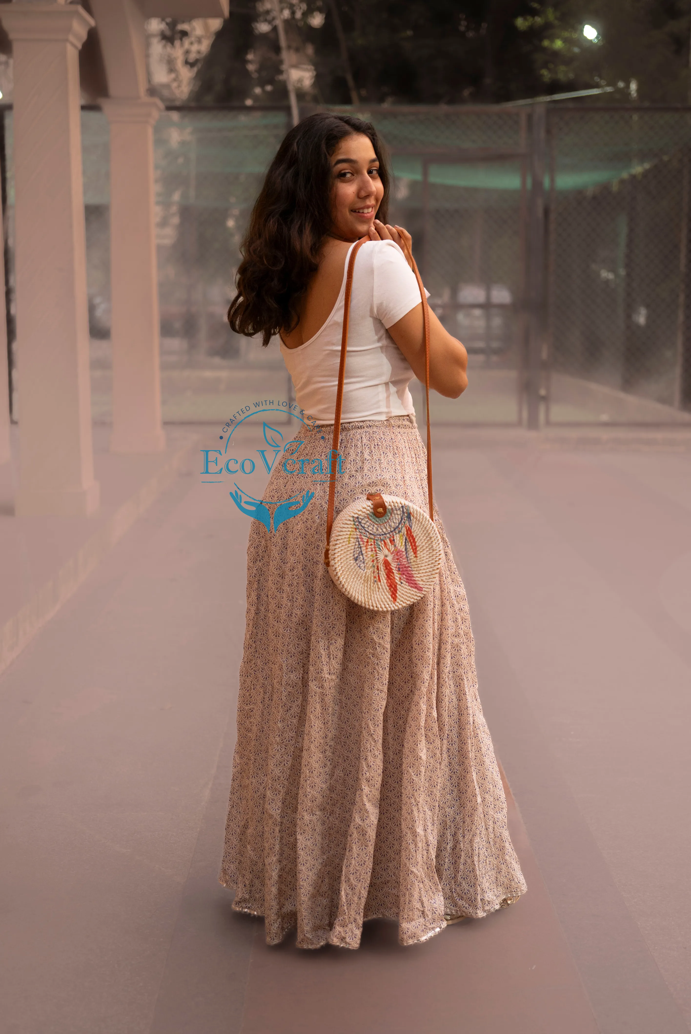 Dream Catcher White Round Sling Bag