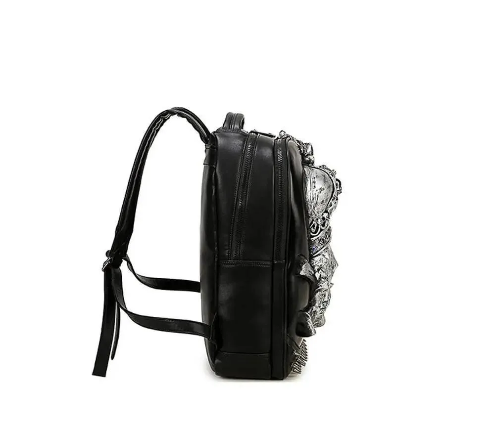 Fashion Punk Rivets Waterproof 3D Ghost Skull With Crown Backpack  Laptop
