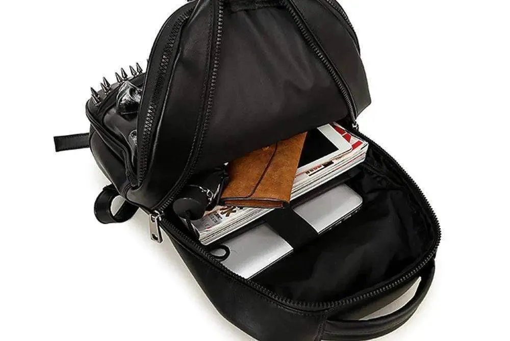 Fashion Punk Rivets Waterproof 3D Ghost Skull With Crown Backpack  Laptop