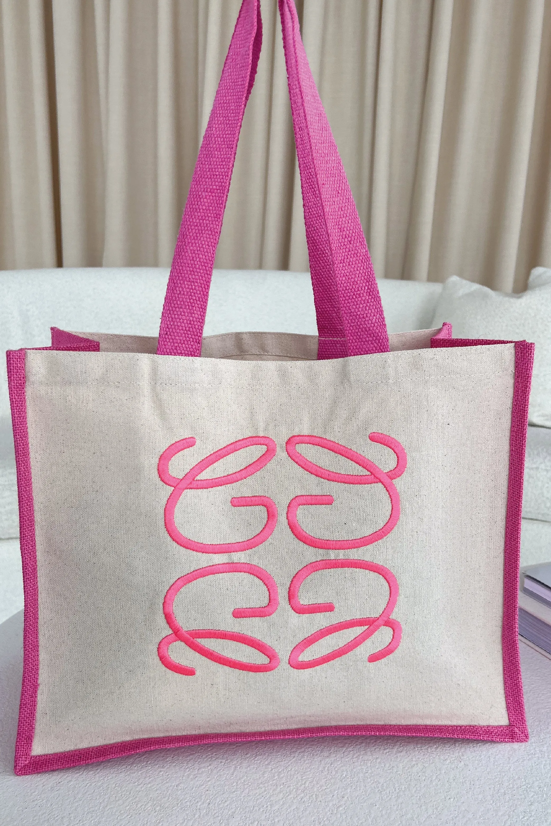 GeGe Pink Embroidered Large Tote