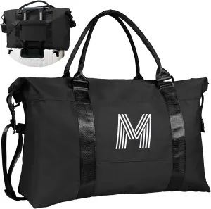 Gifts for Daughter 10 11 12 13 14 15 16 17 18 Year Old, Initial Travel Duffel Bag, Personalized Weekender Bag, Teen Girl Birthday Gift Cute Girly Stuff, Teen Girl Basket (Letter M)