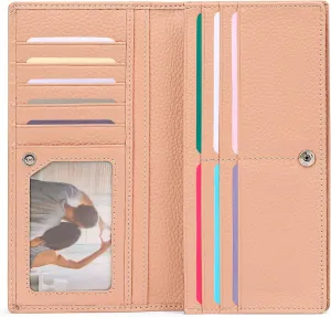 GOIACII Wallets for Women RFID Blocking Ultra Slim Real Leather Credit Card Holder Clutch