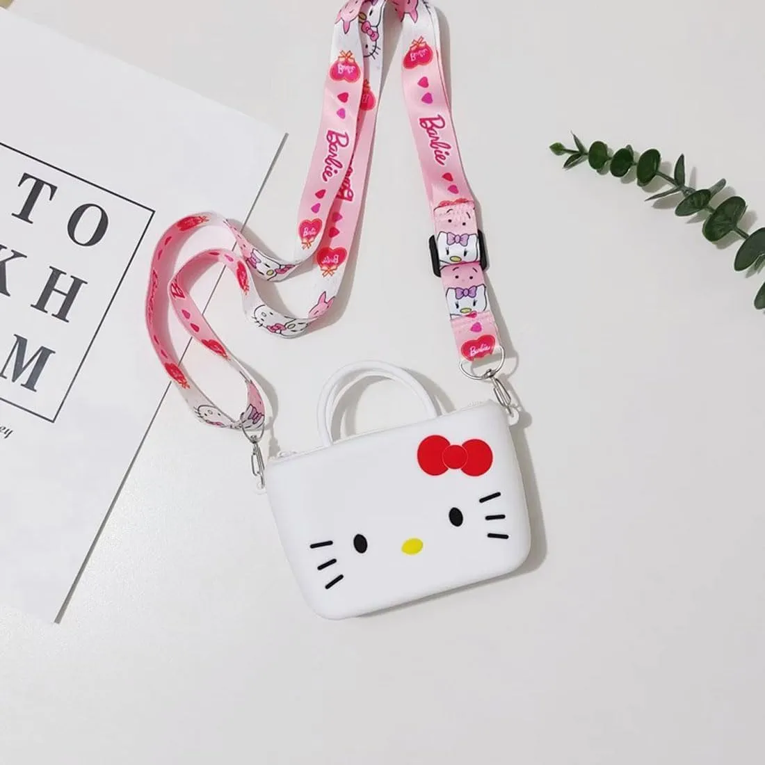 Kitty Crossbody Bag with Adjustable Shoulder Strap, Handbag with Zipper Cute Mini Anime Kitty Coin Wallet Purse