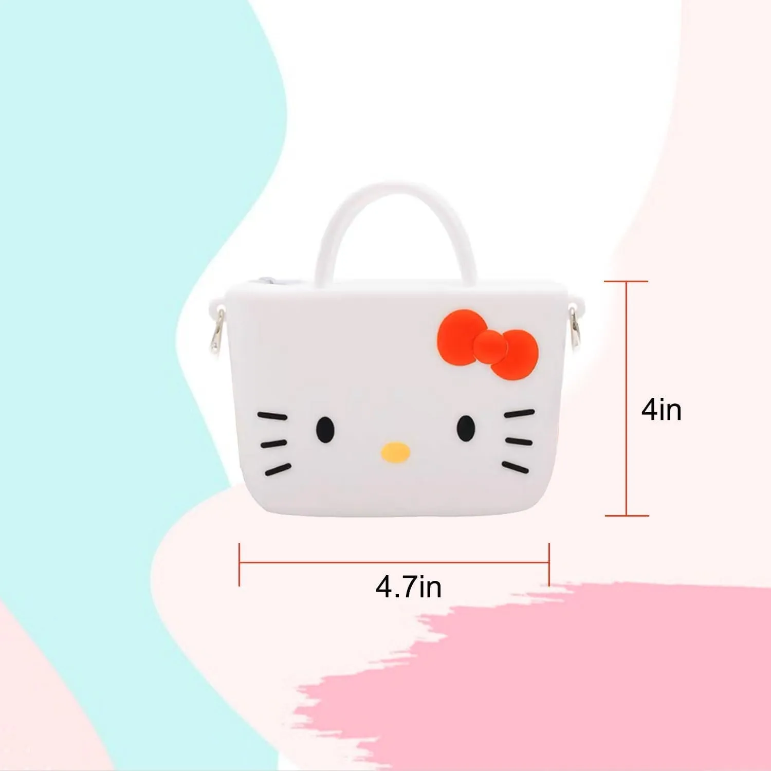 Kitty Crossbody Bag with Adjustable Shoulder Strap, Handbag with Zipper Cute Mini Anime Kitty Coin Wallet Purse