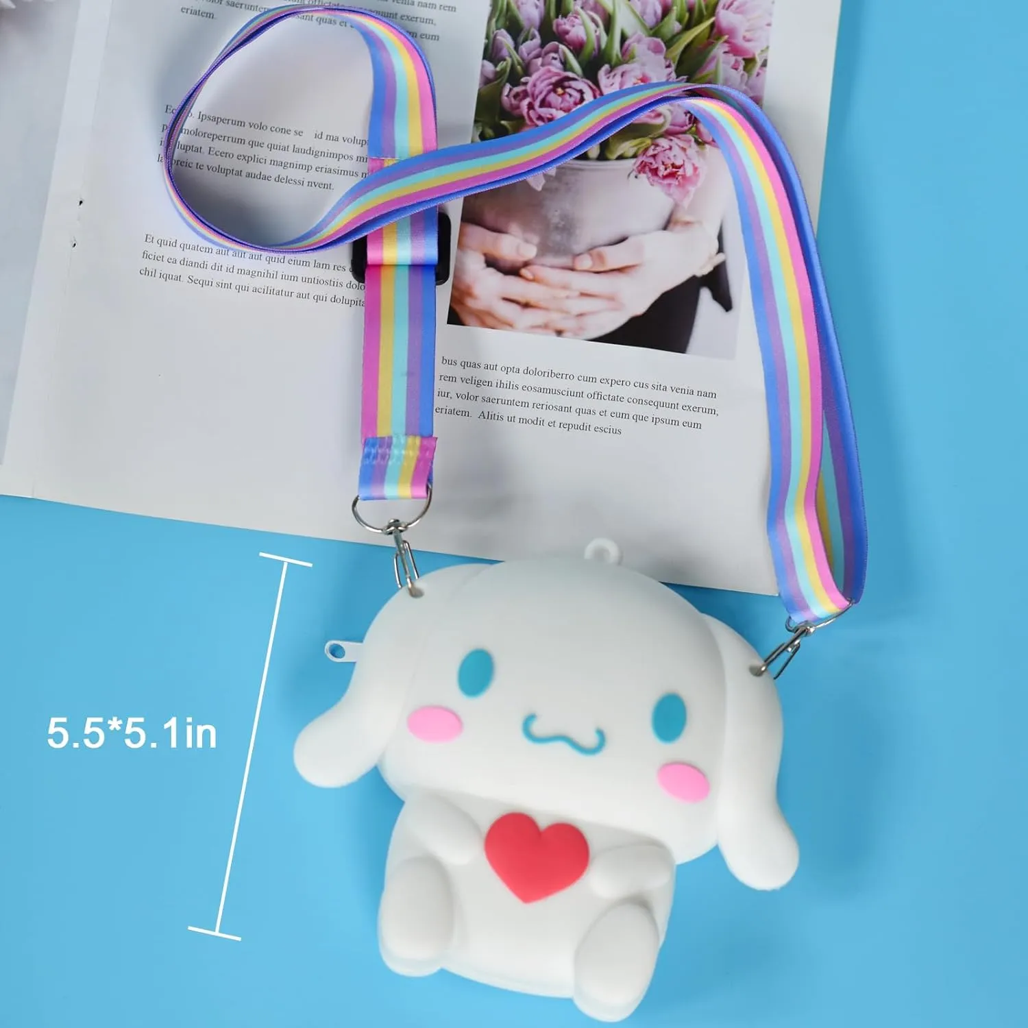 Kitty Crossbody Bag with Adjustable Shoulder Strap, Handbag with Zipper Cute Mini Anime Kitty Coin Wallet Purse