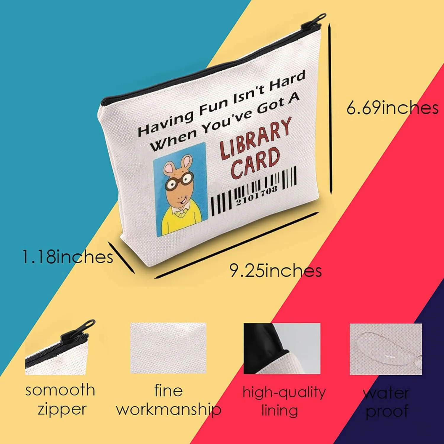 MNIGIU A-rthur Inspired Gift A-rthur Library Card Cosmetic Bag A-rthur Lovers Gift Special Education Gift (CARD Bag)