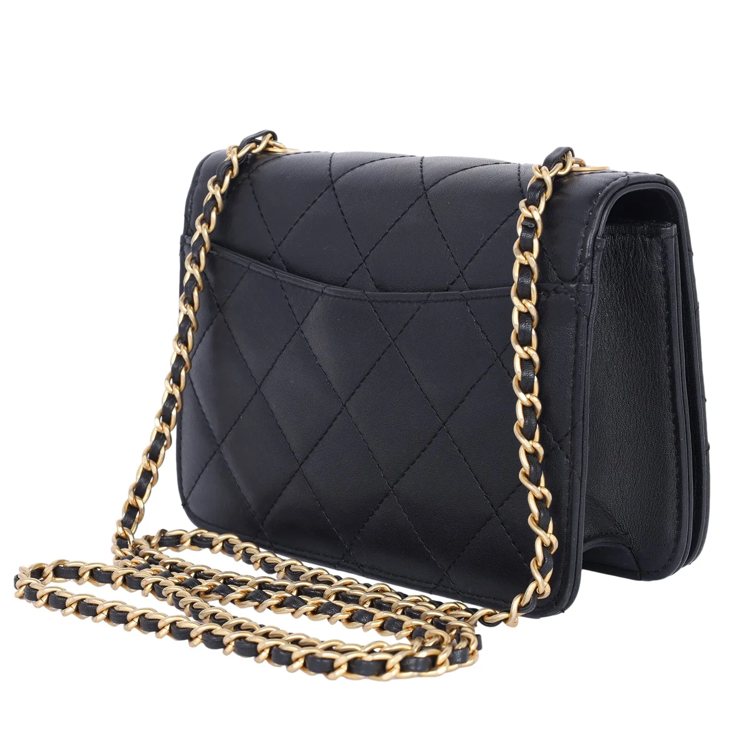 Onyx Pearl Flap Crossbody Bag