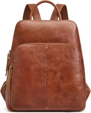 S-ZONE Small Leather Backpack for Women 13 inch Laptop Work Bag Anti-Theft RFID Travel Bag