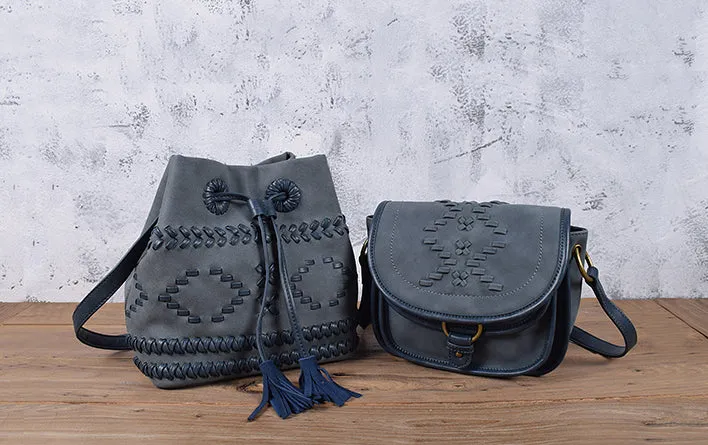 Small Womens Western Shoulder Bucket Bag Crossbody Boho Bag For Women