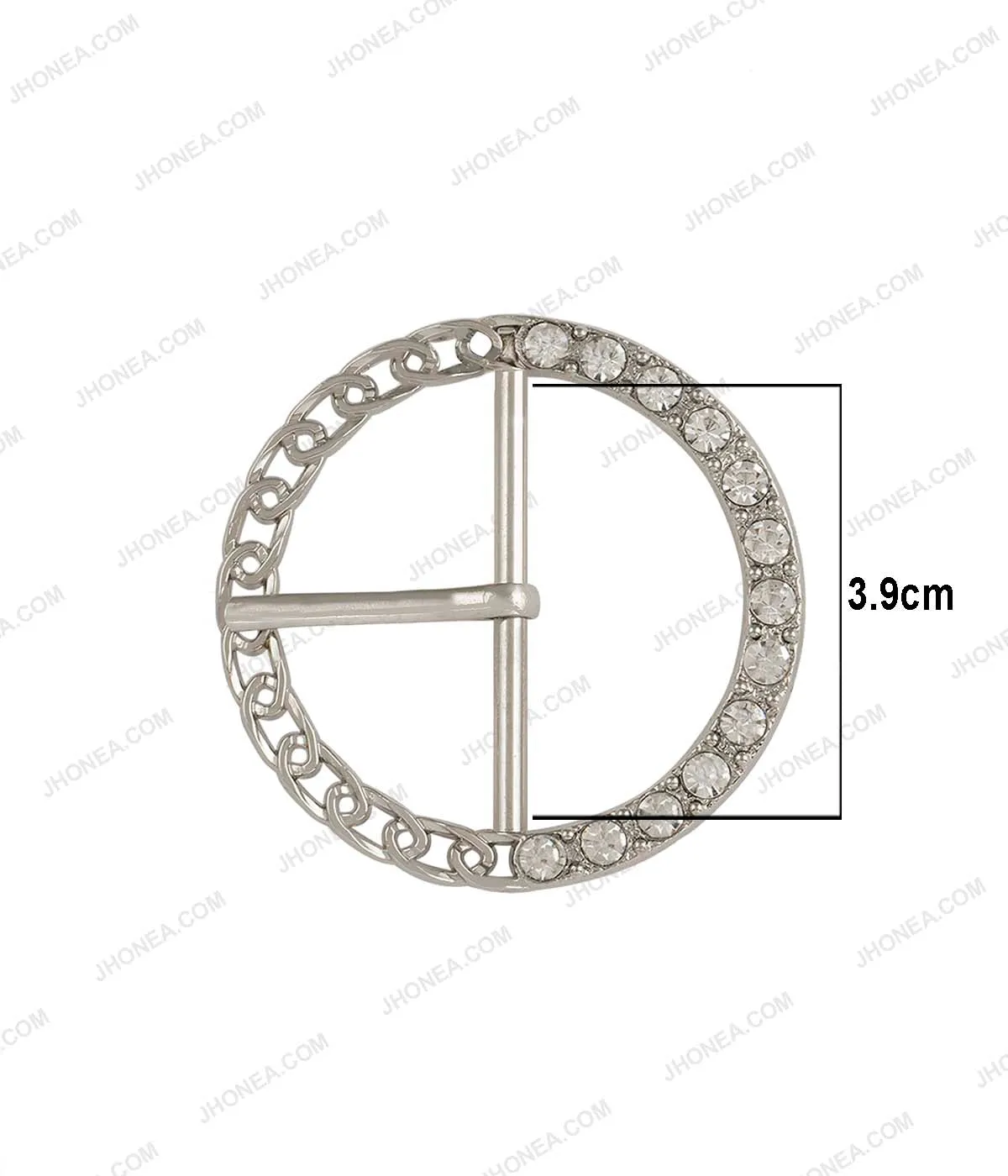 Sparkling Diamond Chain Design Structure Prong Belt Buckle for Ladies