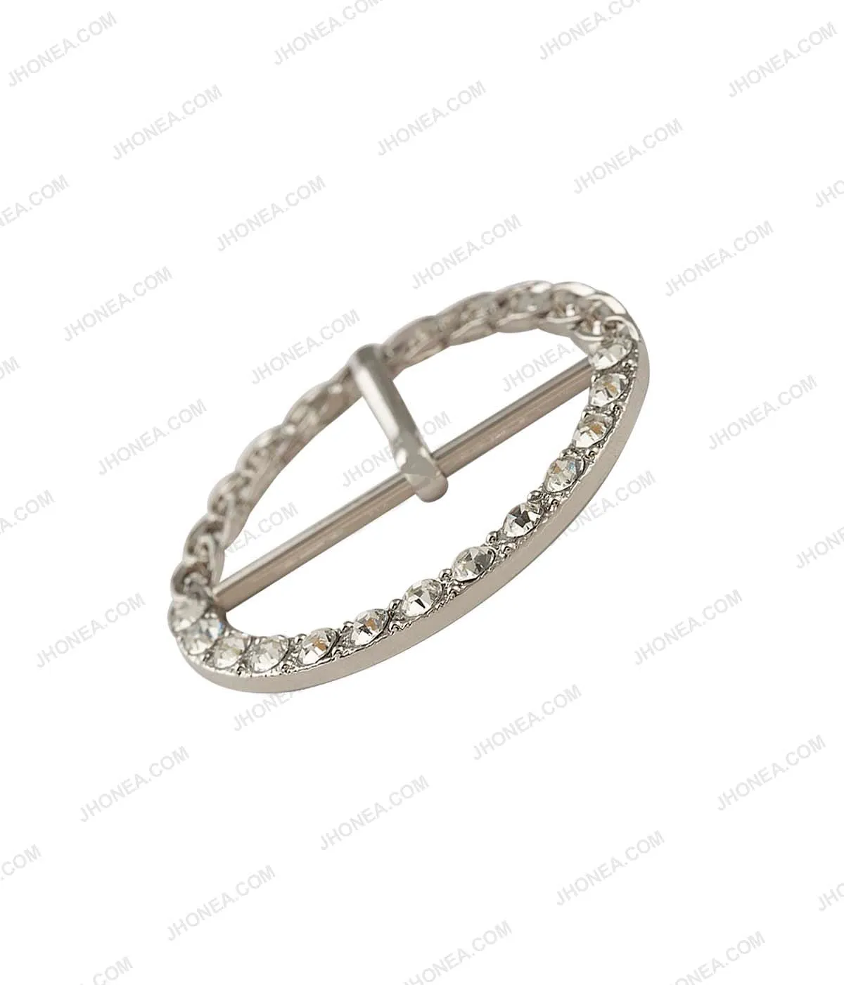 Sparkling Diamond Chain Design Structure Prong Belt Buckle for Ladies