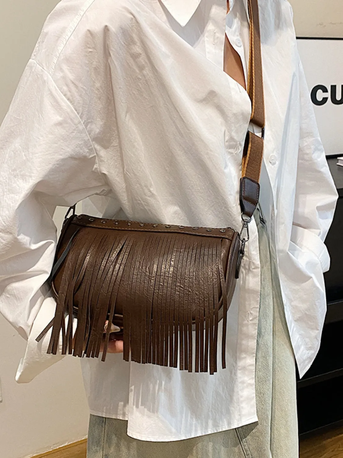 TEEK - Fringe Studded Crossbody Bag
