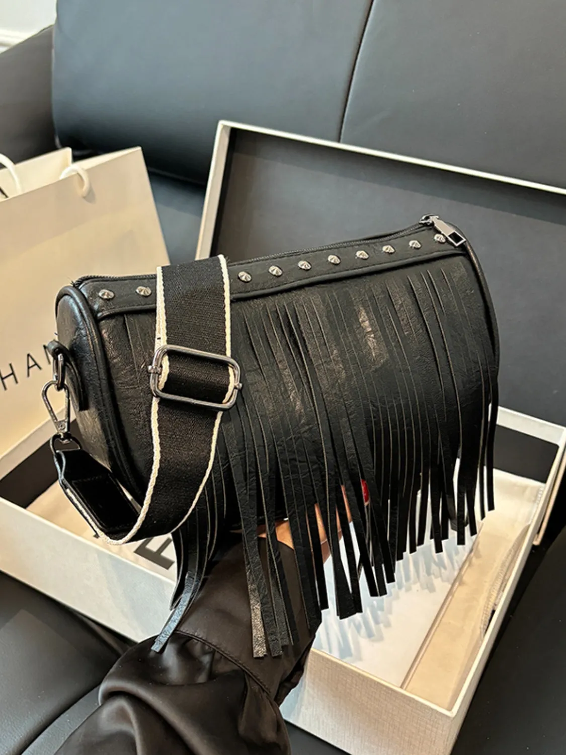 TEEK - Fringe Studded Crossbody Bag