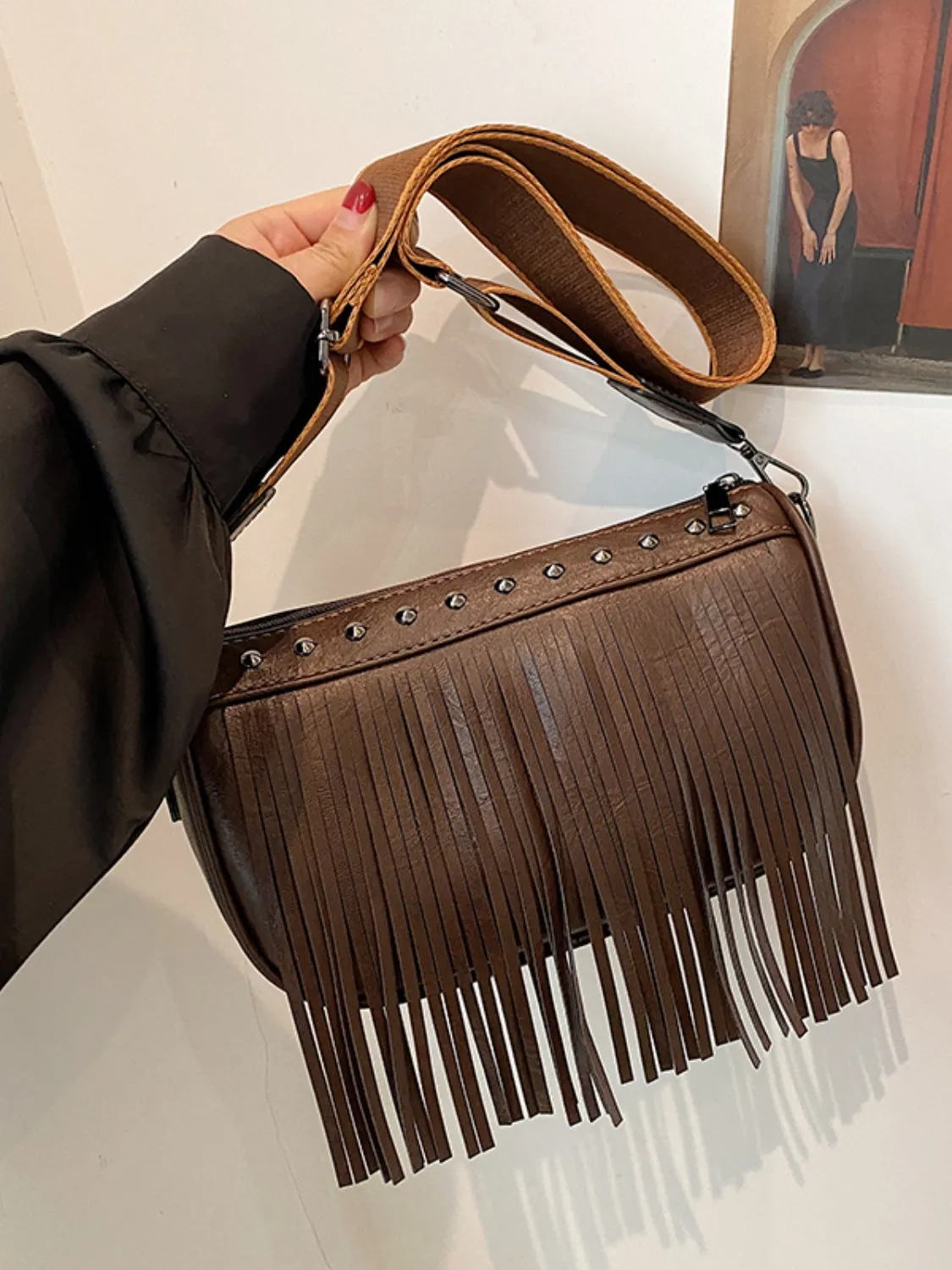 TEEK - Fringe Studded Crossbody Bag