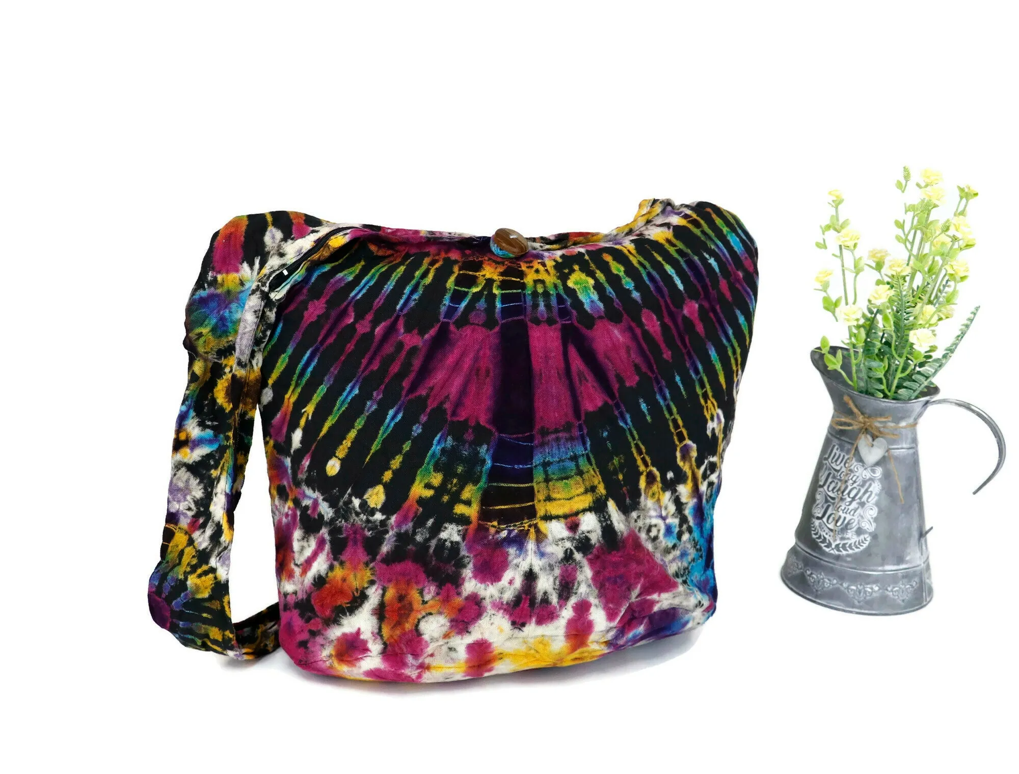 Tie Dye Bags Purse Hobo Tote Sling Shoulder cotton Messenger Bags Top Zip