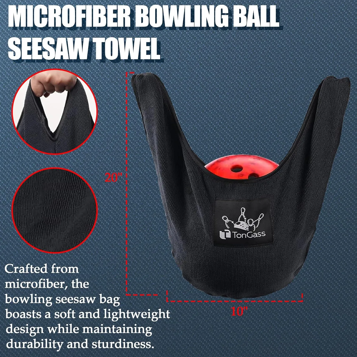 TonGass Combo Pack Bowling Ball Cleaner Spray Kit, 10"x8" Bowling Ball Towel with Easy-Grip Dots, Bowlings Polisher Bag for Storage, Portable Bowlings Cleaner Set - Oil Scuff Mark Cleaners