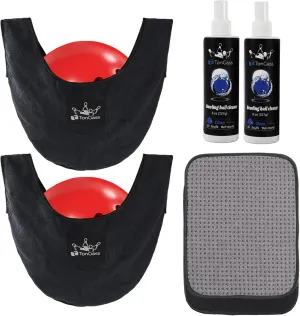 TonGass Combo Pack Bowling Ball Cleaner Spray Kit, 10"x8" Bowling Ball Towel with Easy-Grip Dots, Bowlings Polisher Bag for Storage, Portable Bowlings Cleaner Set - Oil Scuff Mark Cleaners