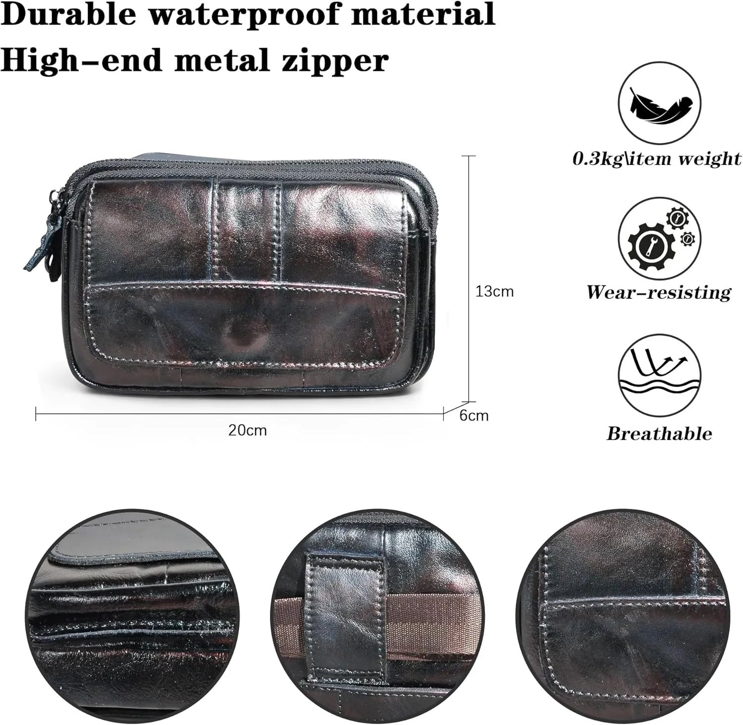 Water Resistant Canvas   Leather Hiking Riding Travel Fanny Waist Pack Small Phone Pouch For Men Women FB811-29 (100% Leather-The 341 Coffee)