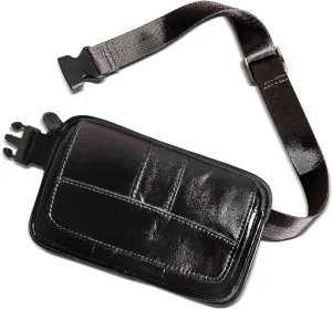 Water Resistant Canvas   Leather Hiking Riding Travel Fanny Waist Pack Small Phone Pouch For Men Women FB811-29 (100% Leather-The 341 Coffee)