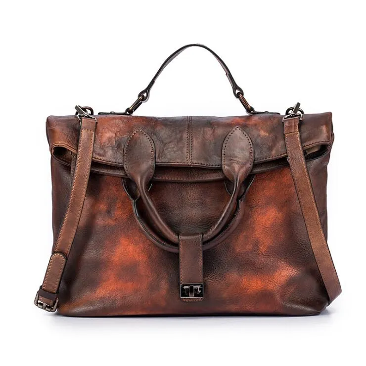 Western Ladies Brown Leather Side Bag Leather Crossbody Purse For Women