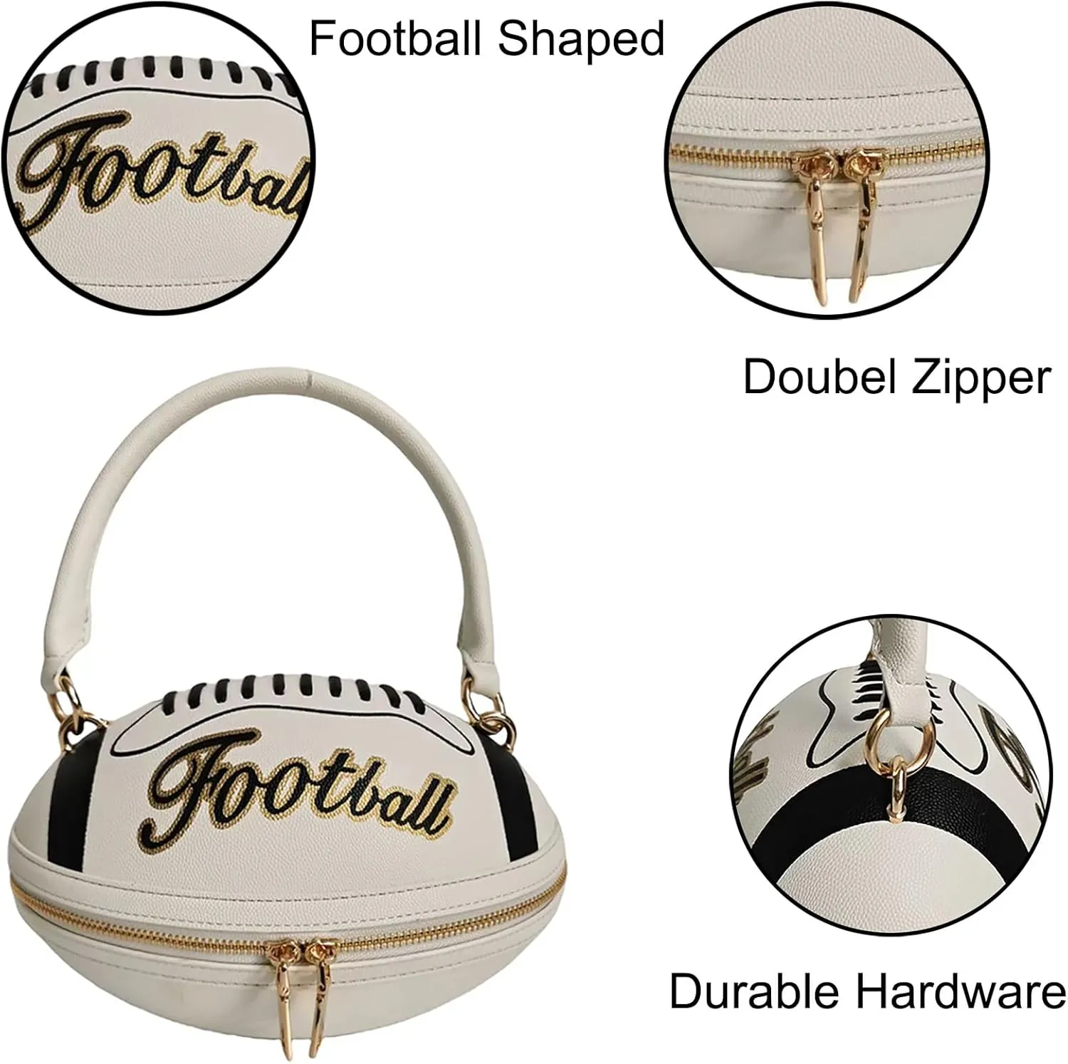 Women Football Shaped Crossbody Shoulder Bag Rugby Clutch Handbag Unique Novelty Football Purse